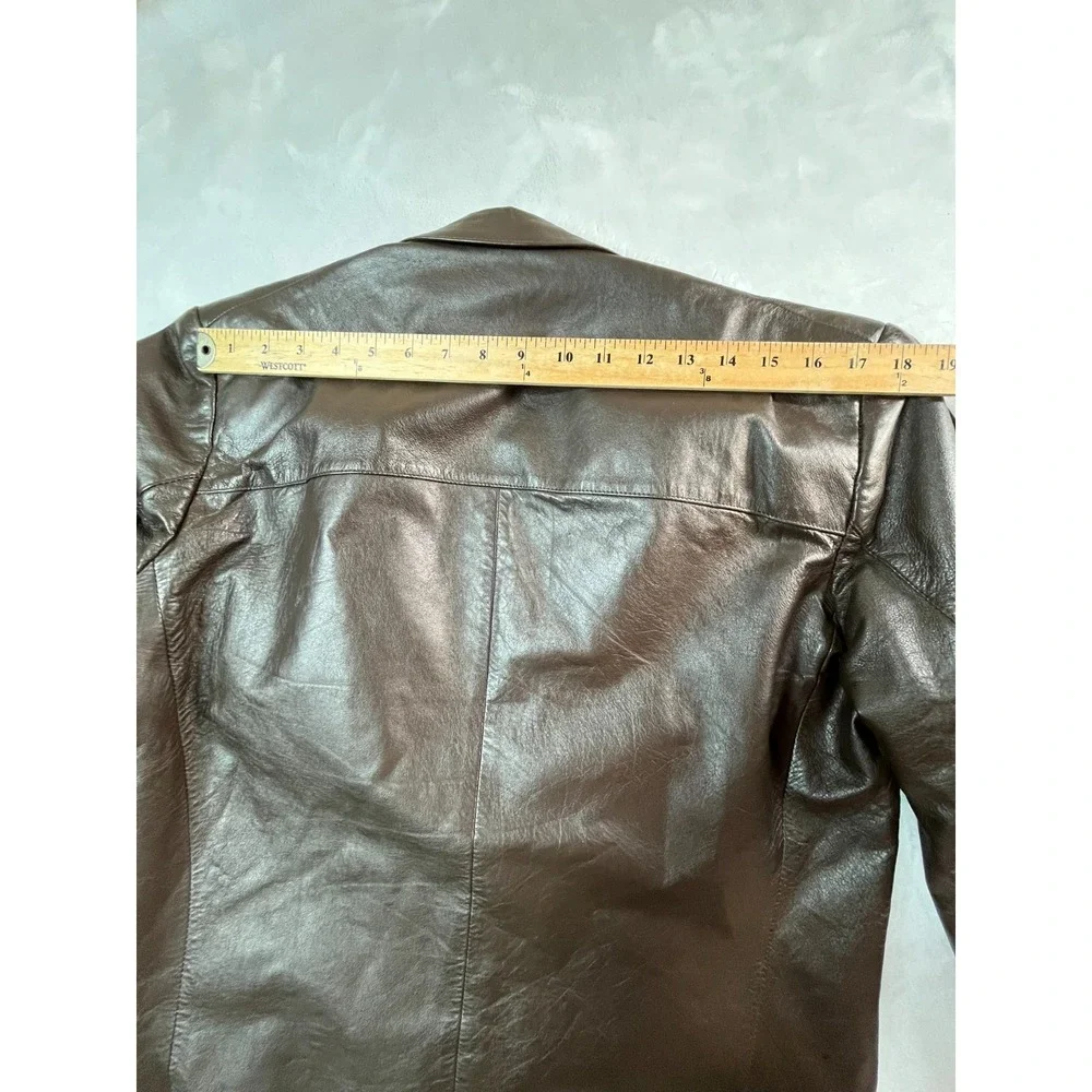 VERA PELLE Mens‎ 48 (M) Blazer Lether Brown 2-button Soft